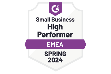 Badge g2 Small Business High Performer EMEA Spring 2024
