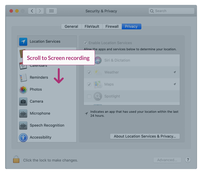 Scroll to Screen Recording