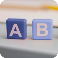 A B blue cubes