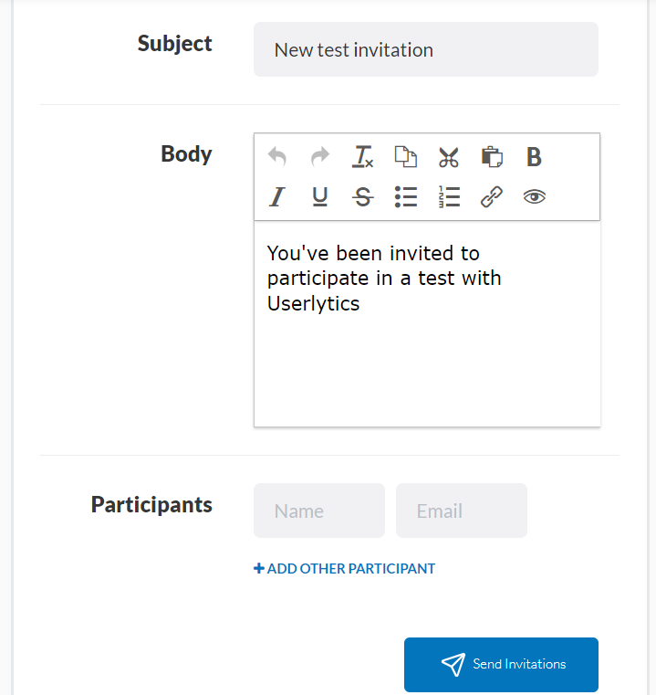 Userlytics Unmoderated Testing - How to send invitations