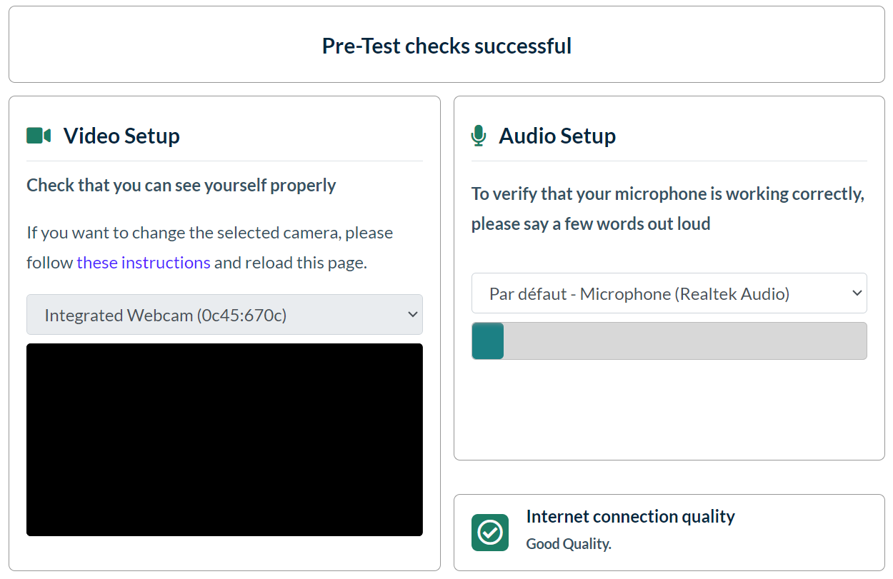 Userlytics Unmoderated Testing - Pre-Test checks successful.