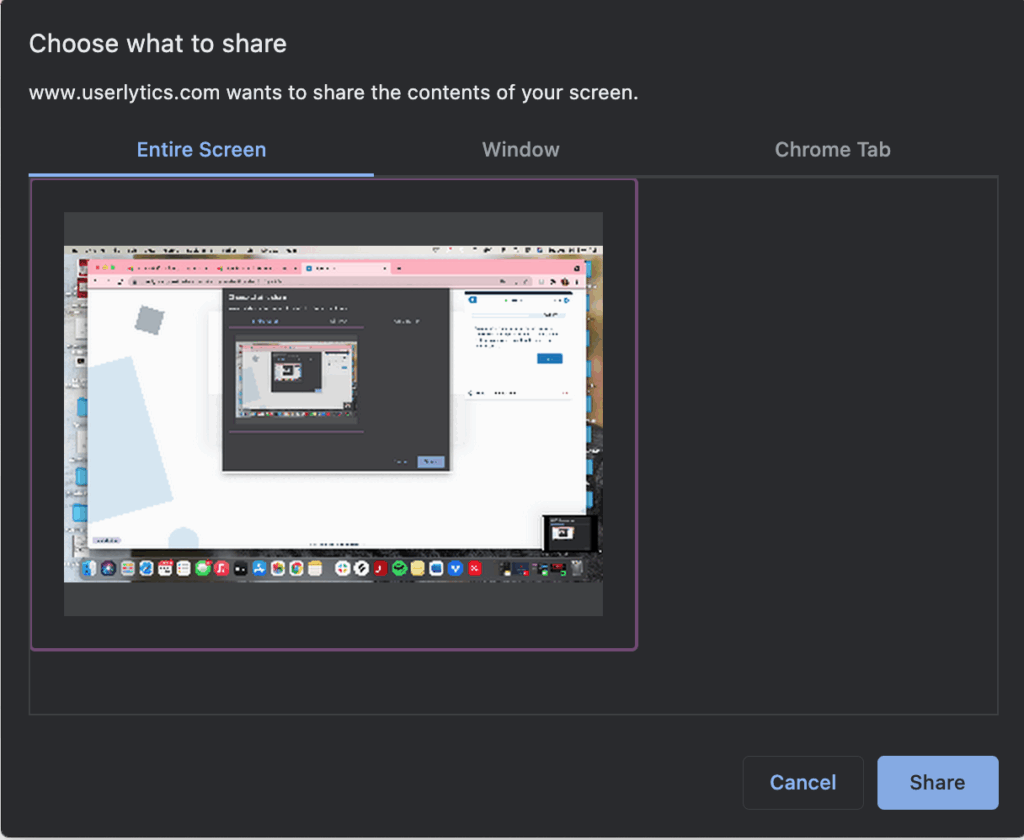 Userlytics - share entire screen