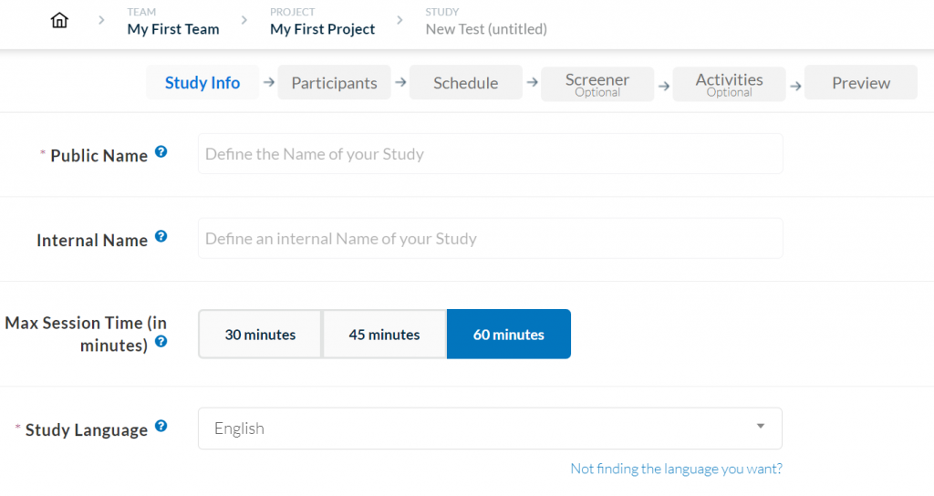 Userlytics - study info