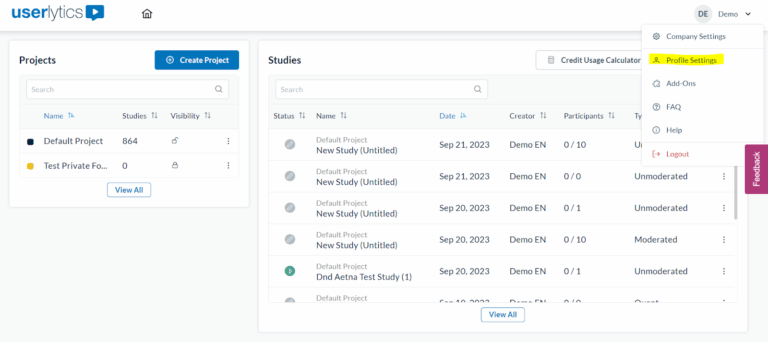 How to Set up your Userlytics Profile | Client Help Center | Userlytics