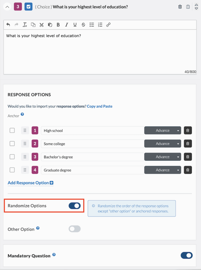 Userlytics Platform - good example of using randomized options.