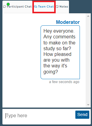 Userlytics - moderated session team chat