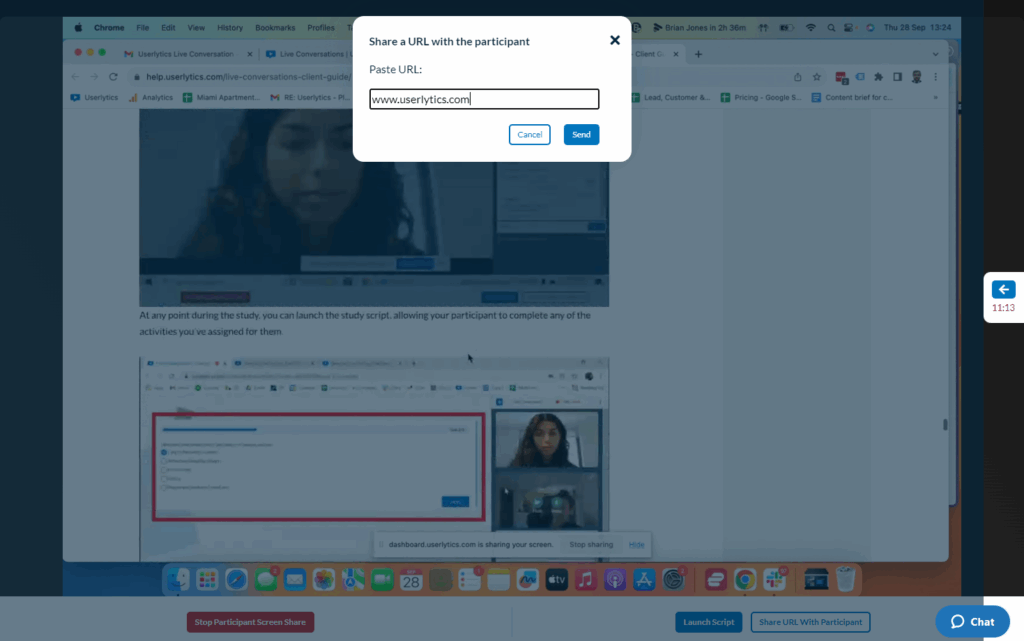 Userlytics - share URL with participant