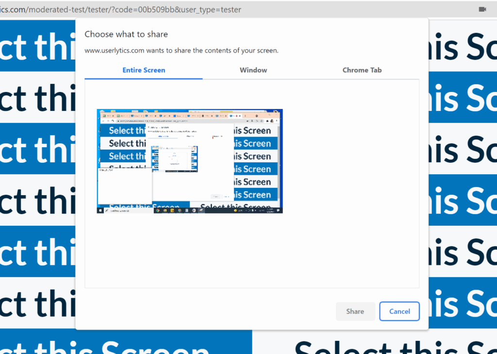 Live Conversation Guide for Testers - Share Entire Screen