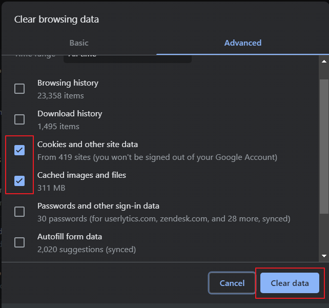 Userlytics - Clear Cookies and Cache in Chrome - Clear Data
