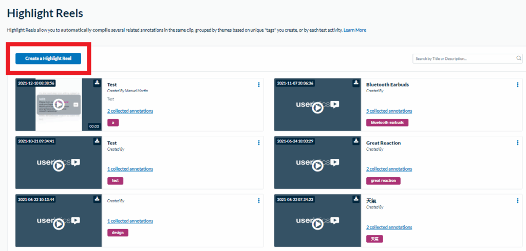 Userlytics - How to Create and Share Test Annotations - create a highlight reel