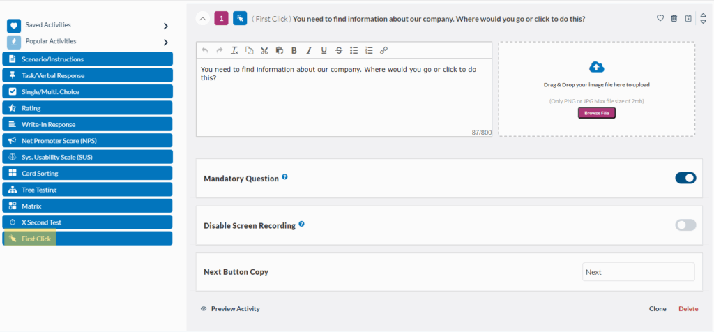 Userlytics First Click Testing