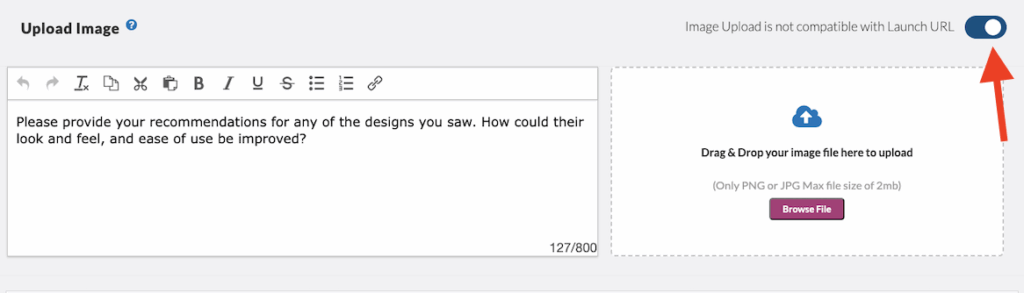 Test Images in Usability Studies - Upload Image Toggle