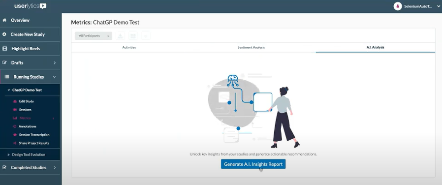 Userlytics - AI UX Analysis - Generate AI Report