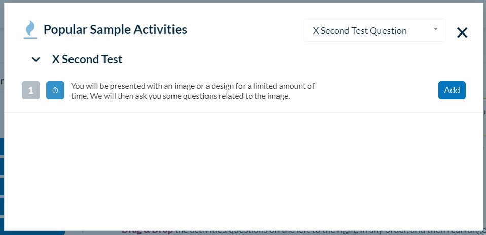 Userlytics X-Second Test - Popular Sample Activities