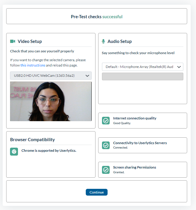 Live Conversation Guide for Testers - Pre-Test checks successful