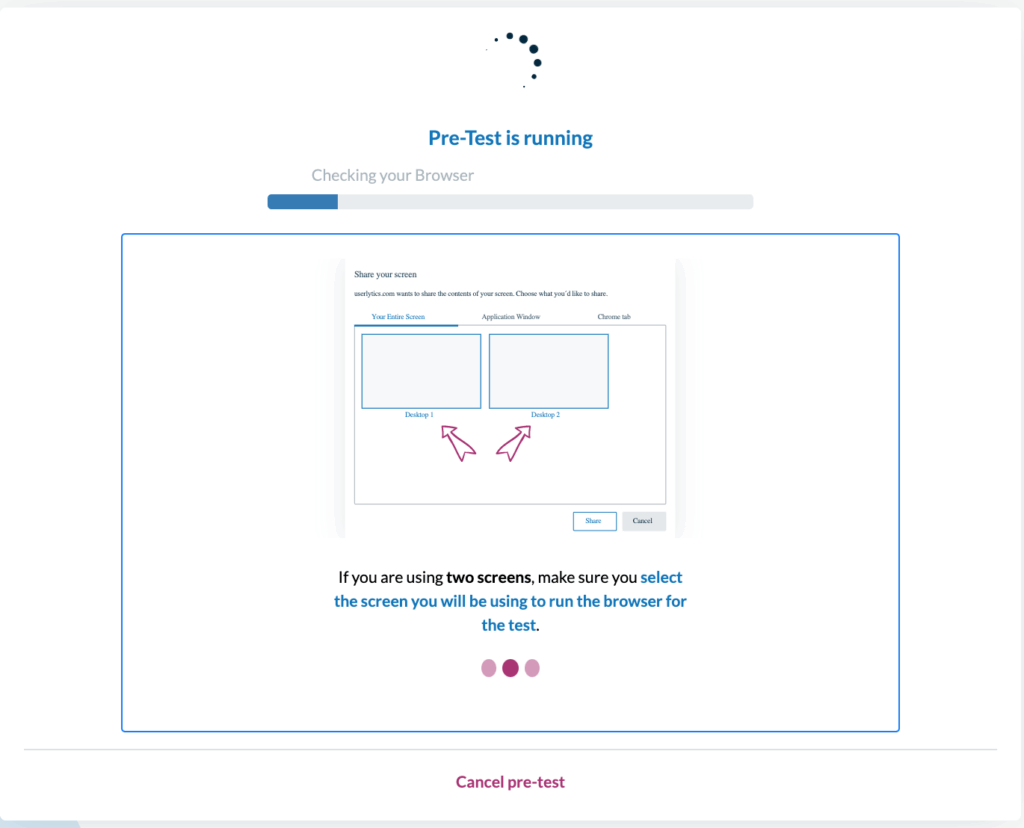 Userlytics Overlay Web Recorder - pre-test running