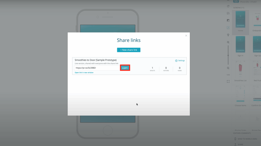 Prototypes Compatible with Userlytics - copy proto.io shareable link