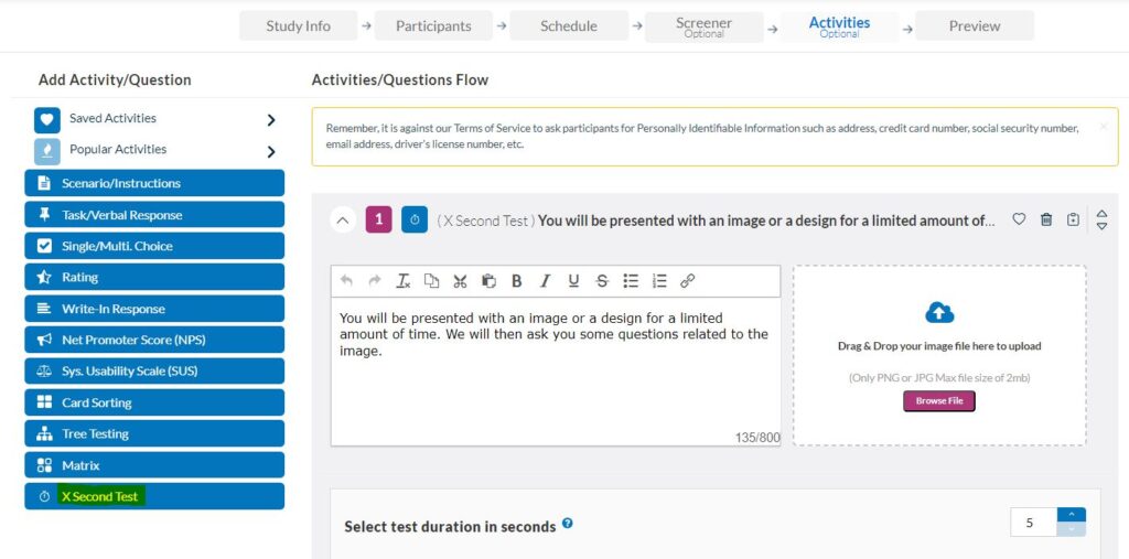 Userlytics X-Second Test - Getting started