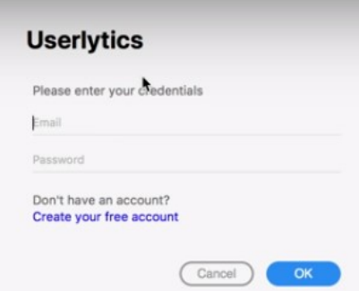 Launch a UX Study from within Adobe Xd - Enter Userlytics login info