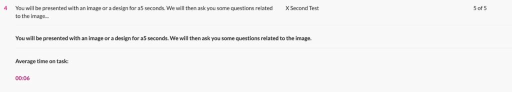 Userlytics - visualize and analyze activity metrics - X-Second Test