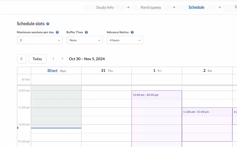Userlytics Platform - Schedule Slots
