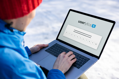 Person on laptop computer taking Userlytics test.