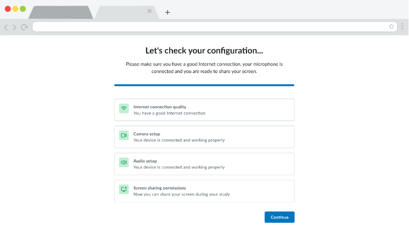 Userlytics study pre test configuration screen complete.