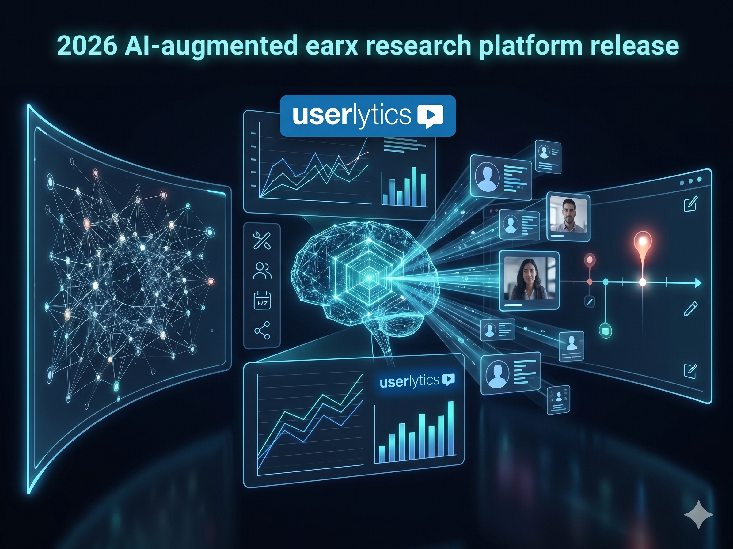 Futuristic infographic of the Userlytics AI-augmented research platform