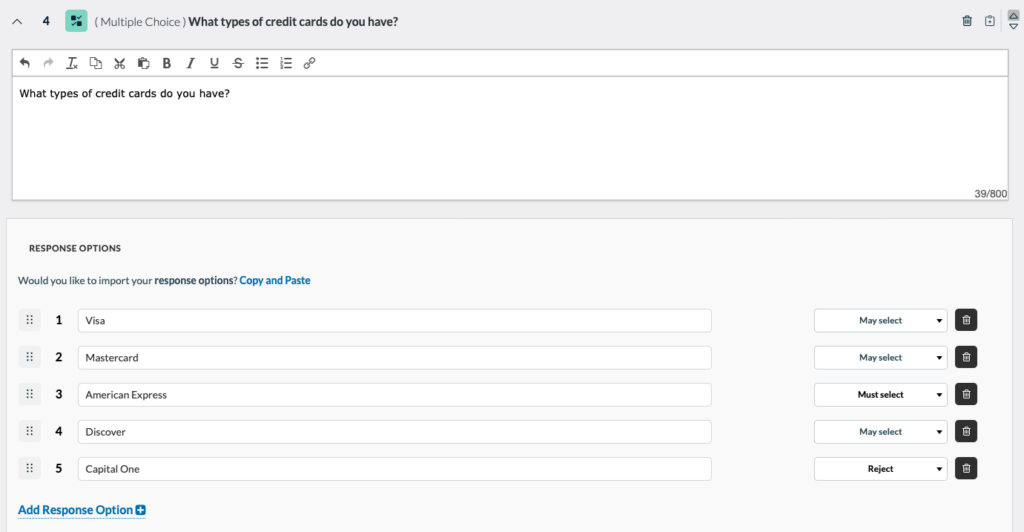 Userlytics Platform - Multiple choice screener question