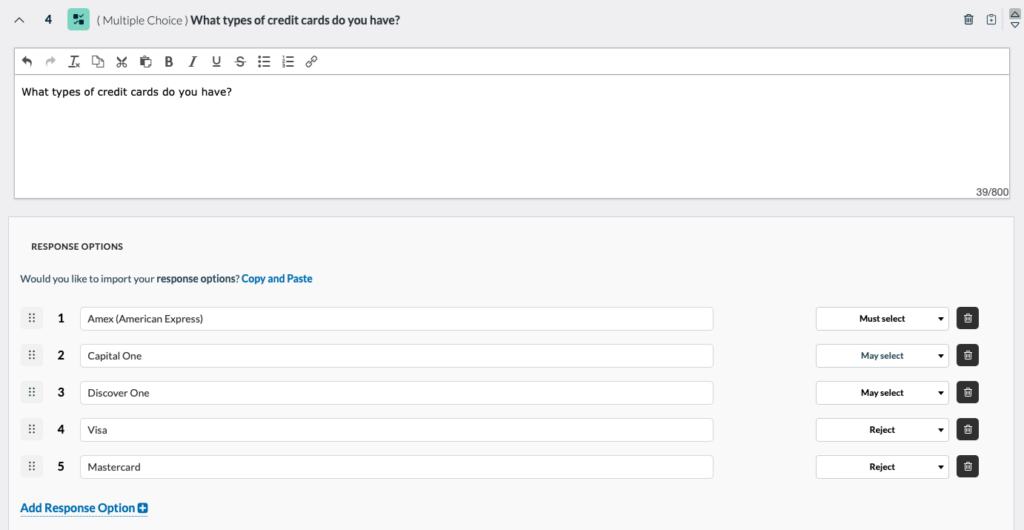 Userlytics Platform - “What types of credit cards do you have?”