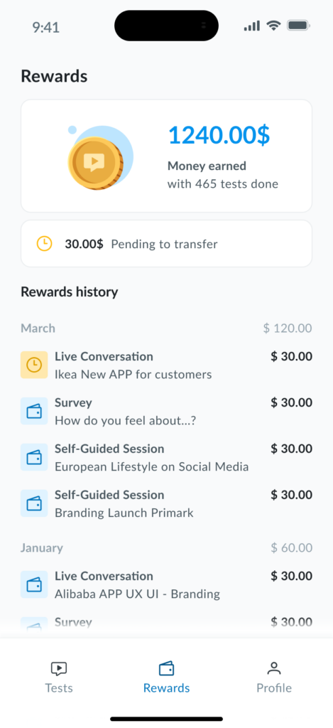 Rewards dashboard 